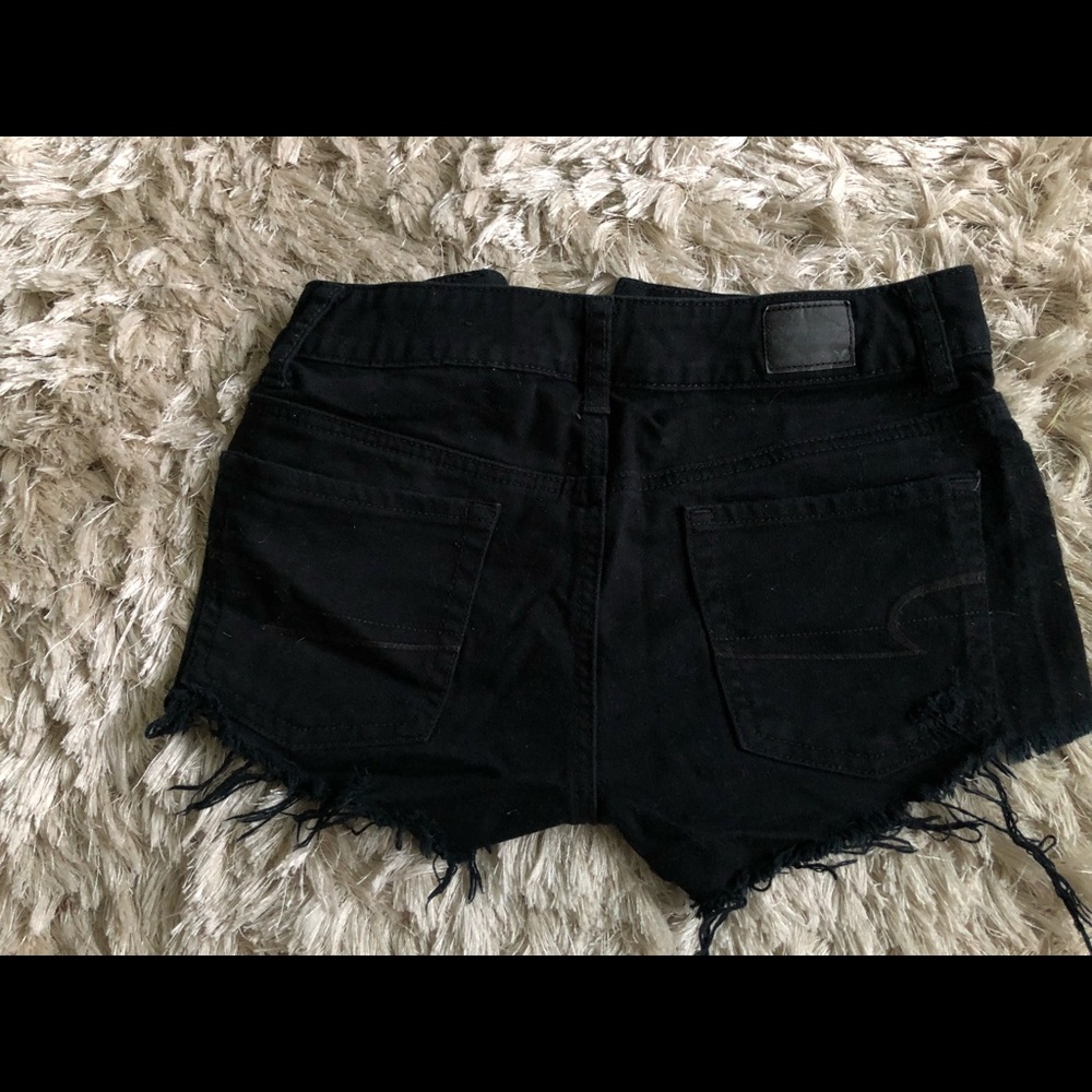 AE Black distressed jean shorts